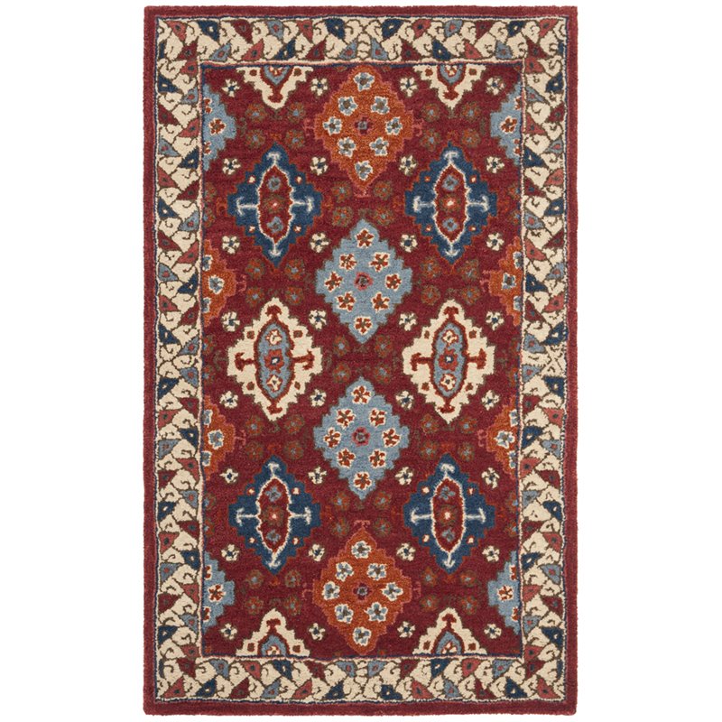 Safavieh Antiquity 3' x 5' Hand Tufted Wool Rug in Red and Blue