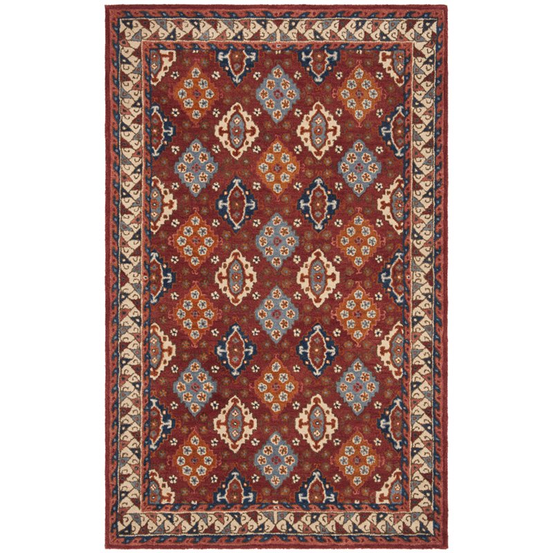 Safavieh Antiquity 4' x 6' Hand Tufted Wool Rug in Red and Blue
