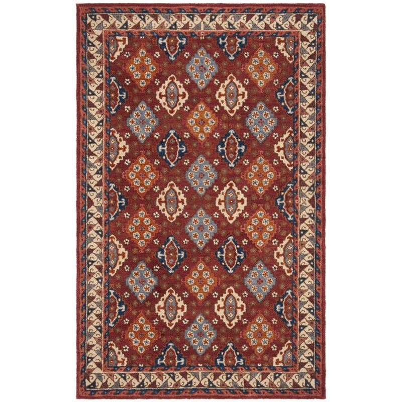 Safavieh Antiquity 6' x 9' Hand Tufted Wool Rug in Red and Blue