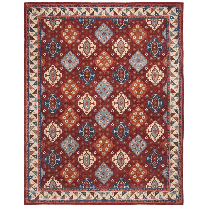 Safavieh Antiquity 8' x 10' Hand Tufted Wool Rug in Red and Blue