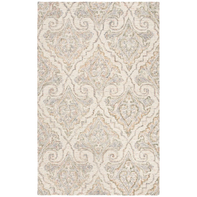 Safavieh Aubusson 4' x 6' Hand Tufted Wool Rug in Ivory and Green