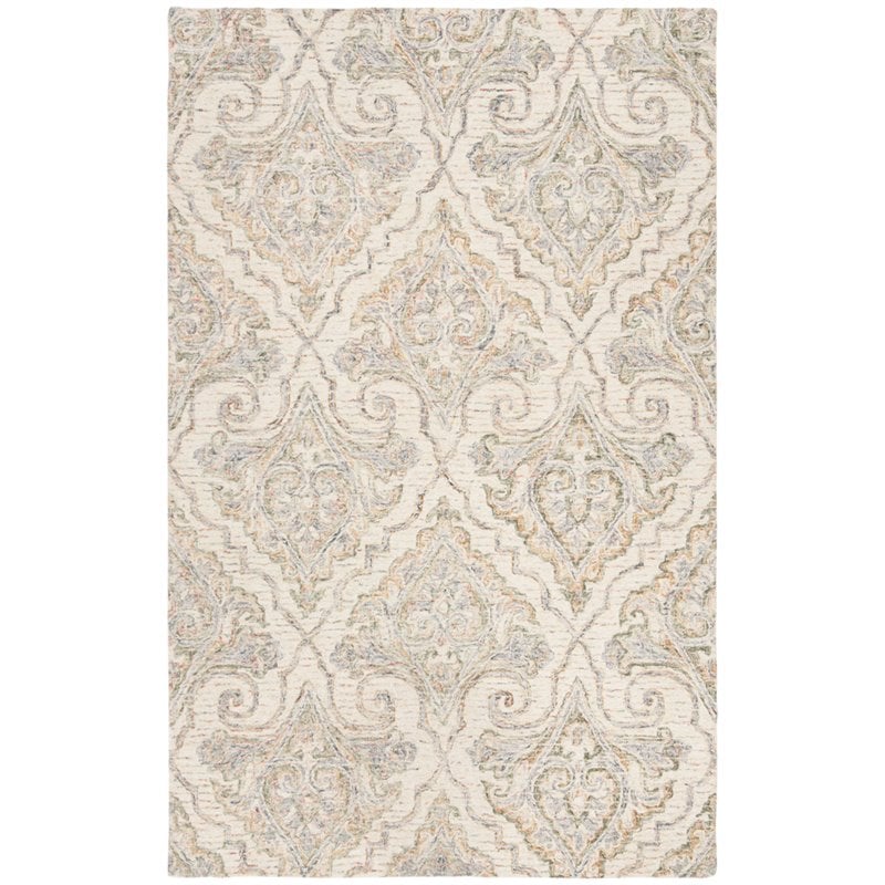 Safavieh Aubusson 5' x 8' Hand Tufted Wool Rug in Ivory and Green
