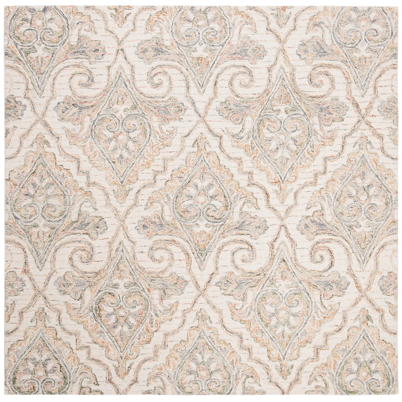 Safavieh Aubusson 6' Square Hand Tufted Wool Rug in Ivory and Green