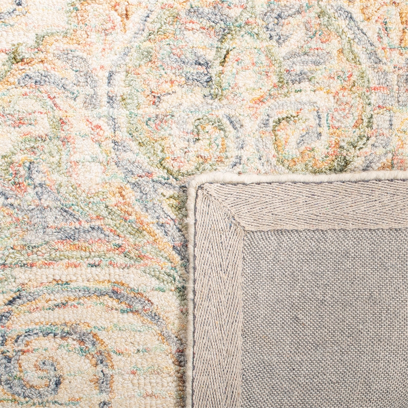 Safavieh Aubusson 6' Square Hand Tufted Wool Rug in Ivory and Green