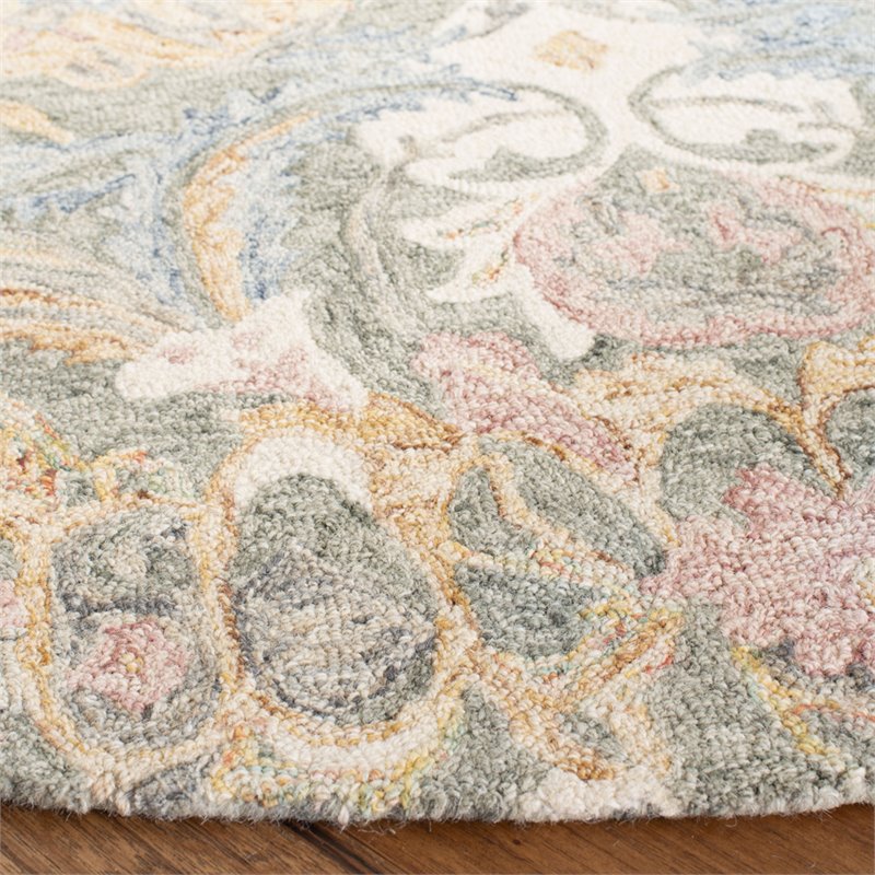 Safavieh Aubusson 6' Round Hand Tufted Wool Rug in Ivory and Yellow
