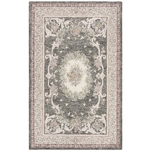 Safavieh Aubusson 5' x 8' Hand Tufted Wool Rug in Ivory and Charcoal