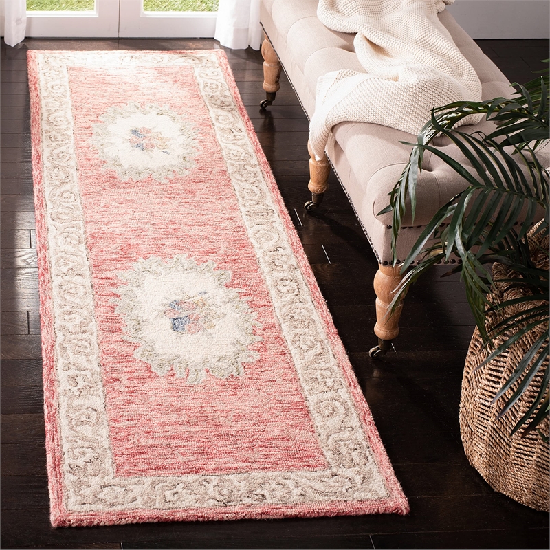 Safavieh Aubusson 8' x 10' Hand Tufted Wool Rug in Ivory and Charcoal