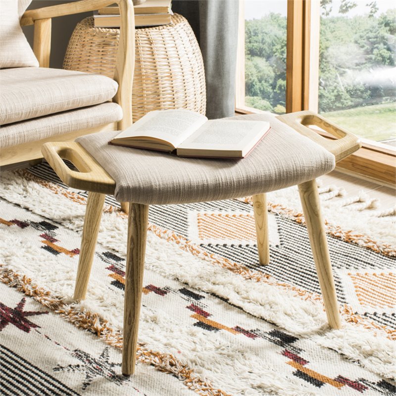 Safavieh Yara Upholstered Bench in Beige and Natural