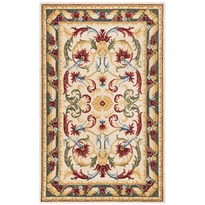 Safavieh Blossom 5' x 8' Hand Tufted Wool Rug in Ivory and Green