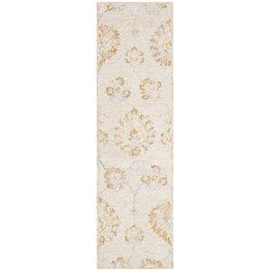 Safavieh Blossom 2'3&quot x 8' Hand Tufted Wool Runner Rug in Beige
