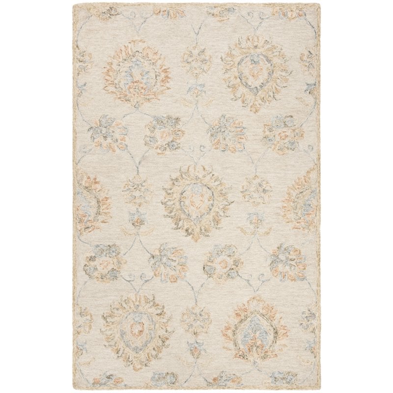 Safavieh Blossom 4' x 6' Hand Tufted Wool Rug in Beige and Sage