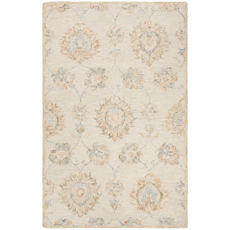 Safavieh Blossom 5' x 8' Hand Tufted Wool Rug in Beige and Sage