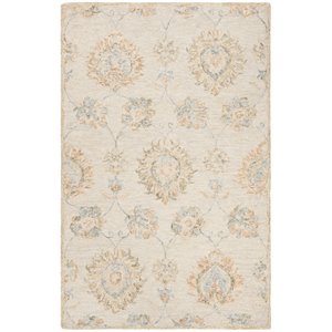 Safavieh Blossom 5' x 8' Hand Tufted Wool Rug in Beige and Sage