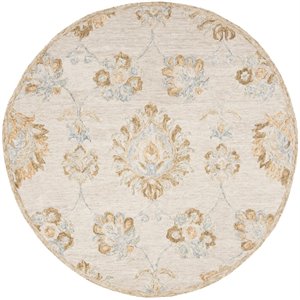 Safavieh Blossom 6' Round Hand Tufted Wool Rug in Beige and Sage