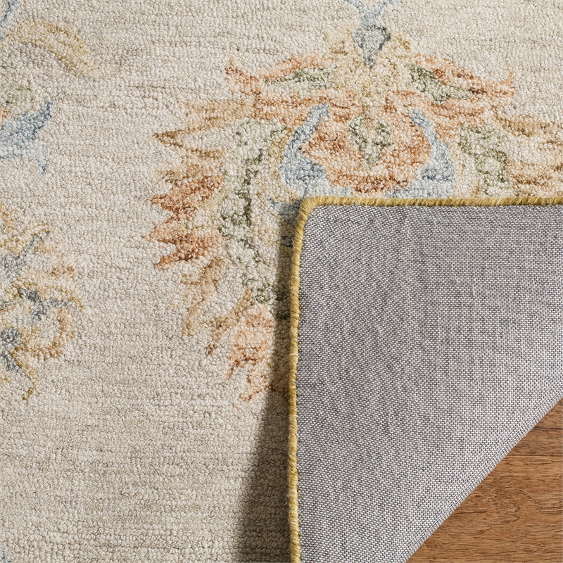 Safavieh Blossom 6' Square Hand Tufted Wool Rug in Beige and Sage