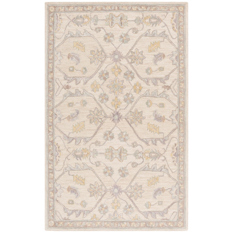 Safavieh Blossom 5' x 8' Hand Tufted Wool Rug in Slate and Beige