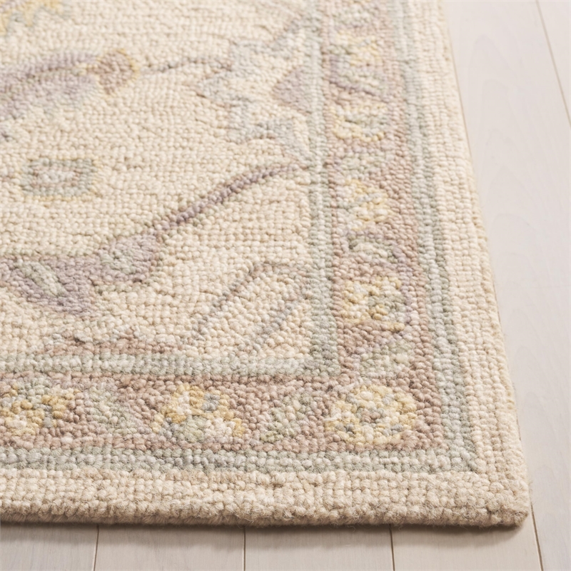 Safavieh Blossom 5' x 8' Hand Tufted Wool Rug in Slate and Beige