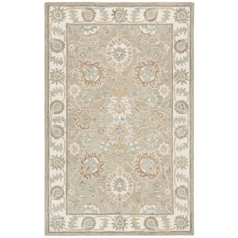 Safavieh Blossom 4' x 6' Hand Tufted Wool Rug in Sage and Ivory