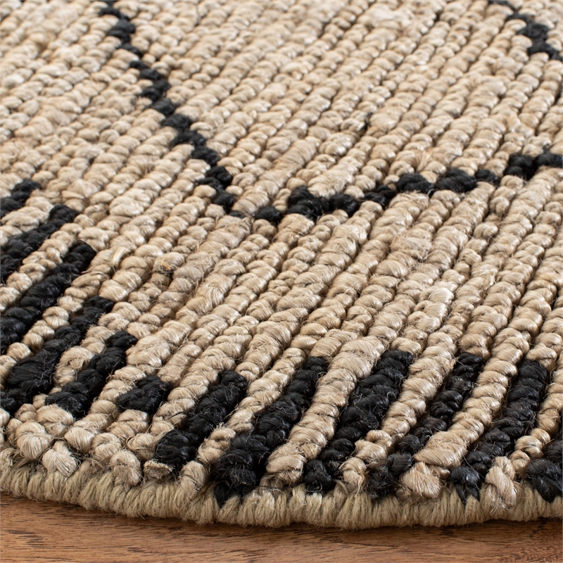 Safavieh Bohemian 6' Round Hand Loomed Jute Rug in Beige and Black