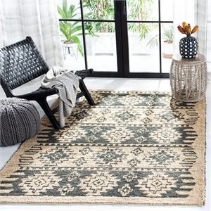 Safavieh Bohemian 6' Square Hand Loomed Jute Rug in Gray and Beige