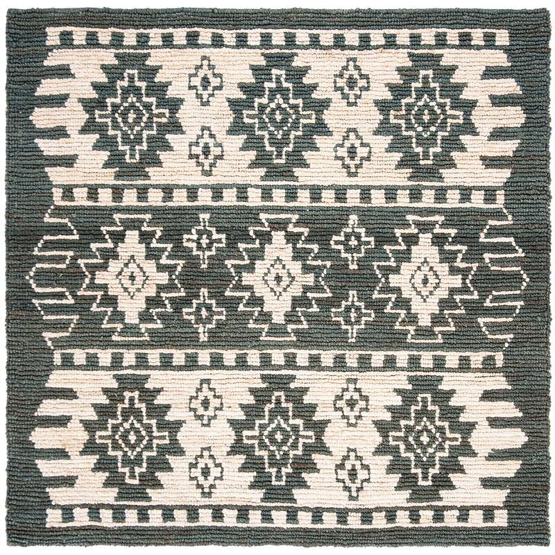 Safavieh Bohemian 6' Square Hand Loomed Jute Rug in Gray and Beige