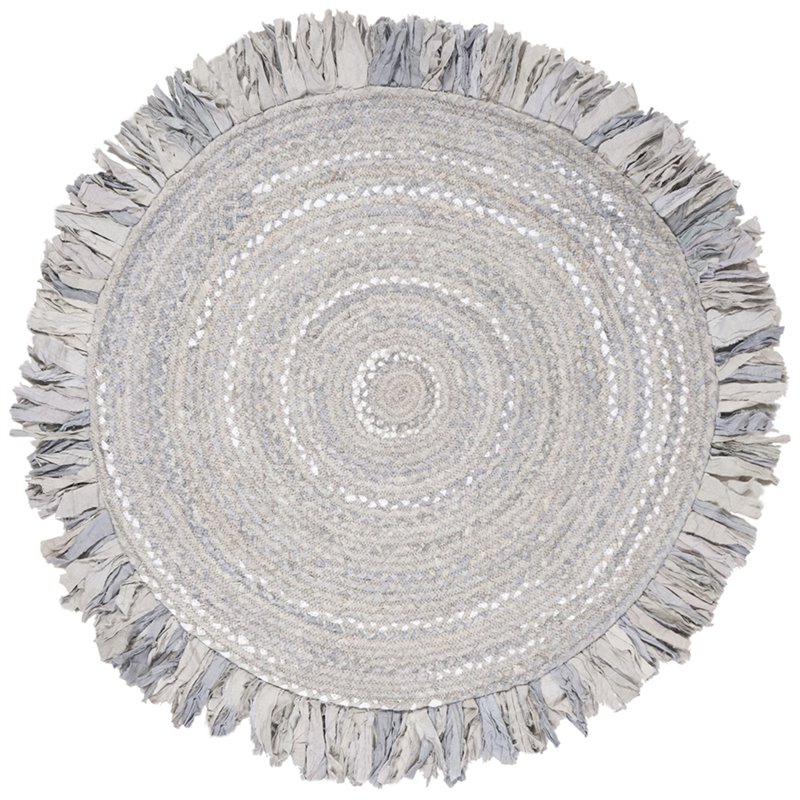 Safavieh Braided 3' Round Hand Woven Rug in Light Gray