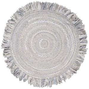 Safavieh Braided 3' Round Hand Woven Rug in Light Gray