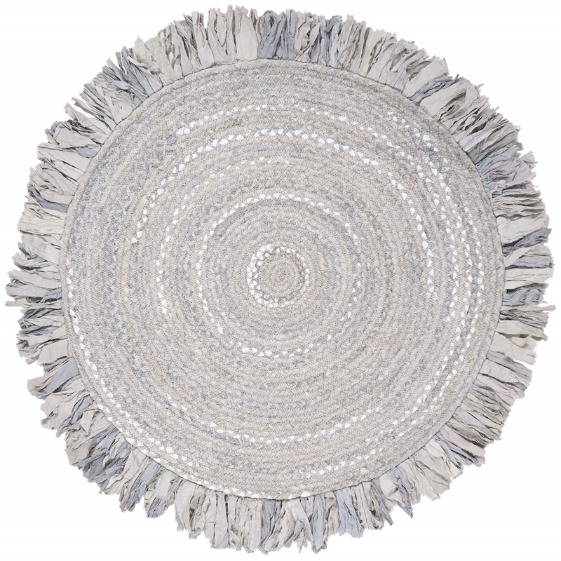 Safavieh Braided 4' Round Hand Woven Rug in Light Gray