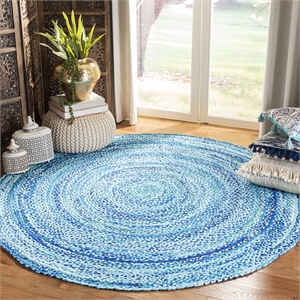 Safavieh Braided 3' Round Hand Woven Rug in Turquoise