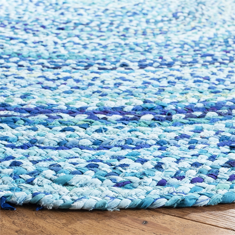 Safavieh Braided 3' Round Hand Woven Rug in Turquoise