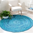 Safavieh Braided 5' Round Hand Woven Rug in Turquoise