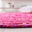 Safavieh Braided 3' Round Hand Woven Rug in Pink and Fuchsia