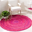 Safavieh Braided 5' Round Hand Woven Rug in Pink and Fuchsia