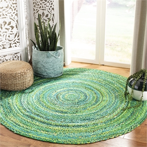 Safavieh Braided 3' Round Hand Woven Rug in Green