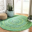 Safavieh Braided 3' Round Hand Woven Rug in Green