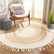 Safavieh Cape Cod 6' Round Hand Woven Jute Rug in Beige and Natural