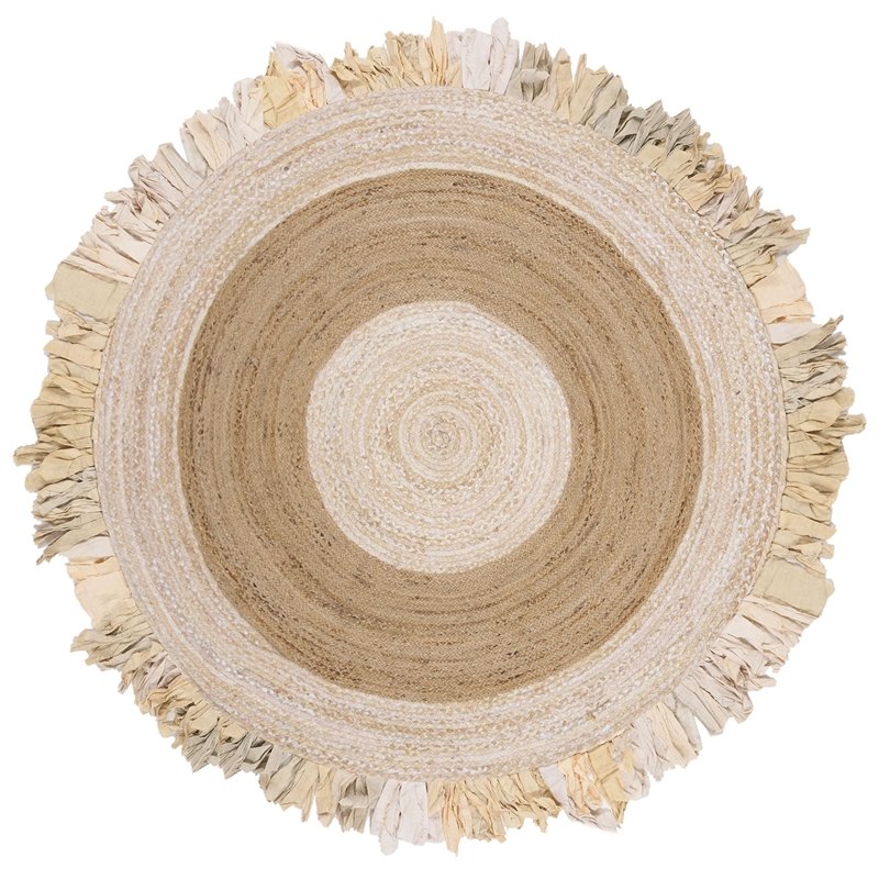 Safavieh Cape Cod 6' Round Hand Woven Jute Rug in Beige and Natural