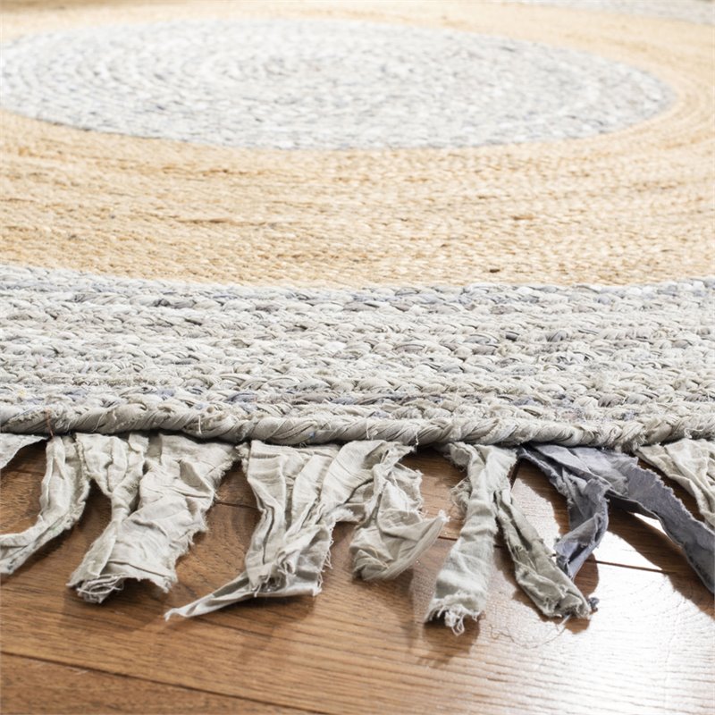 Safavieh Cape Cod 3' Round Hand Woven Jute Rug in Gray and Natural