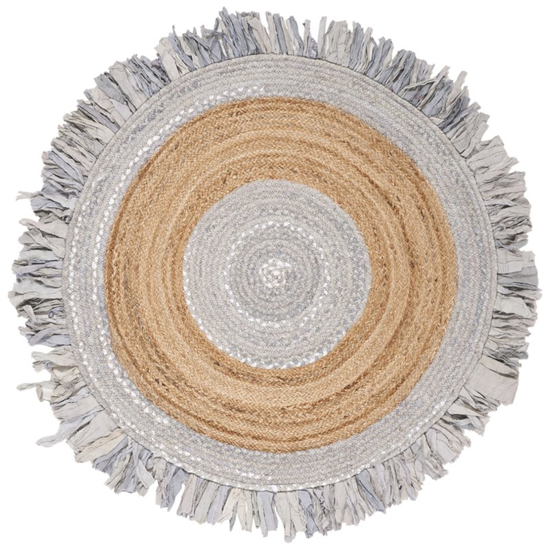 Safavieh Cape Cod 3' Round Hand Woven Jute Rug in Gray and Natural