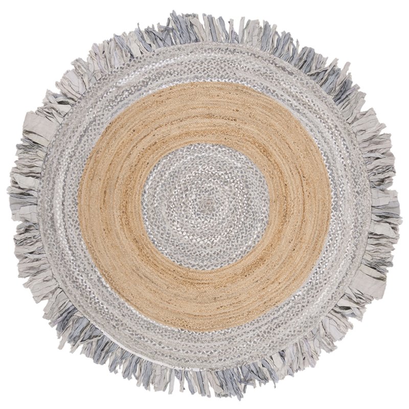 Safavieh Cape Cod 5' Round Hand Woven Jute Rug in Gray and Natural