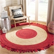 Safavieh Cape Cod 5' Round Hand Woven Jute Rug in Red and Natural