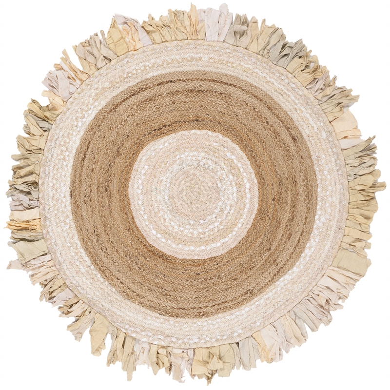 Safavieh Cape Cod 4' Round Hand Woven Jute Rug in Pink and Natural