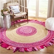 Safavieh Cape Cod 6' Round Hand Woven Jute Rug in Pink and Natural