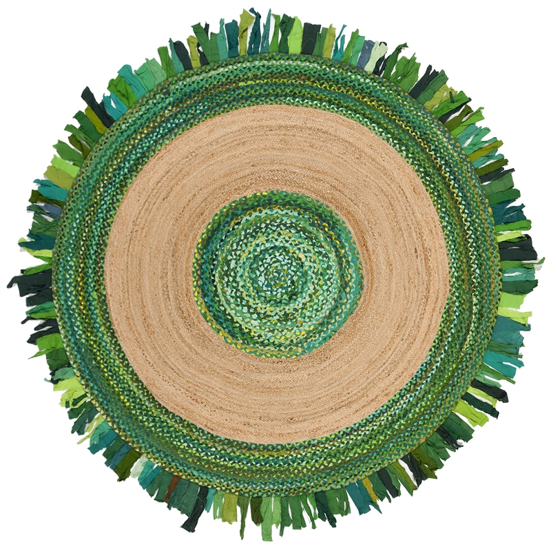 Safavieh Cape Cod 6' Round Hand Woven Jute Rug in Green and Natural