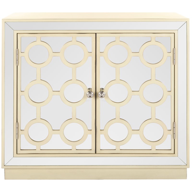 Safavieh Kaia Mirrored Accent Chest in Antique Beige