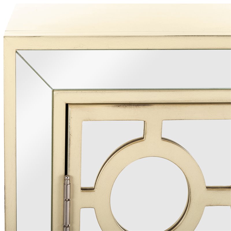 Safavieh Kaia Mirrored Accent Chest in Antique Beige