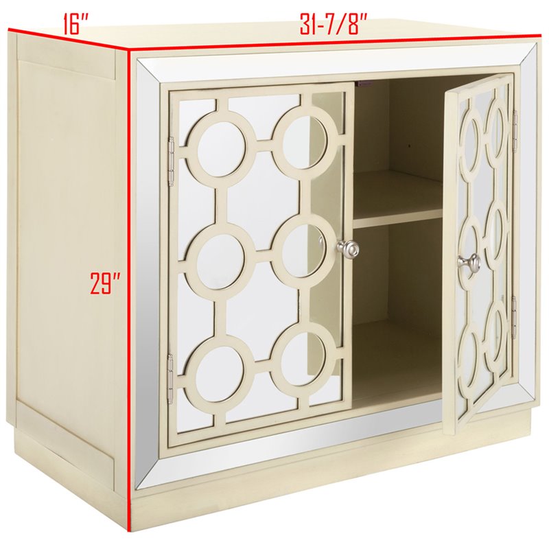 Safavieh Kaia Mirrored Accent Chest in Antique Beige