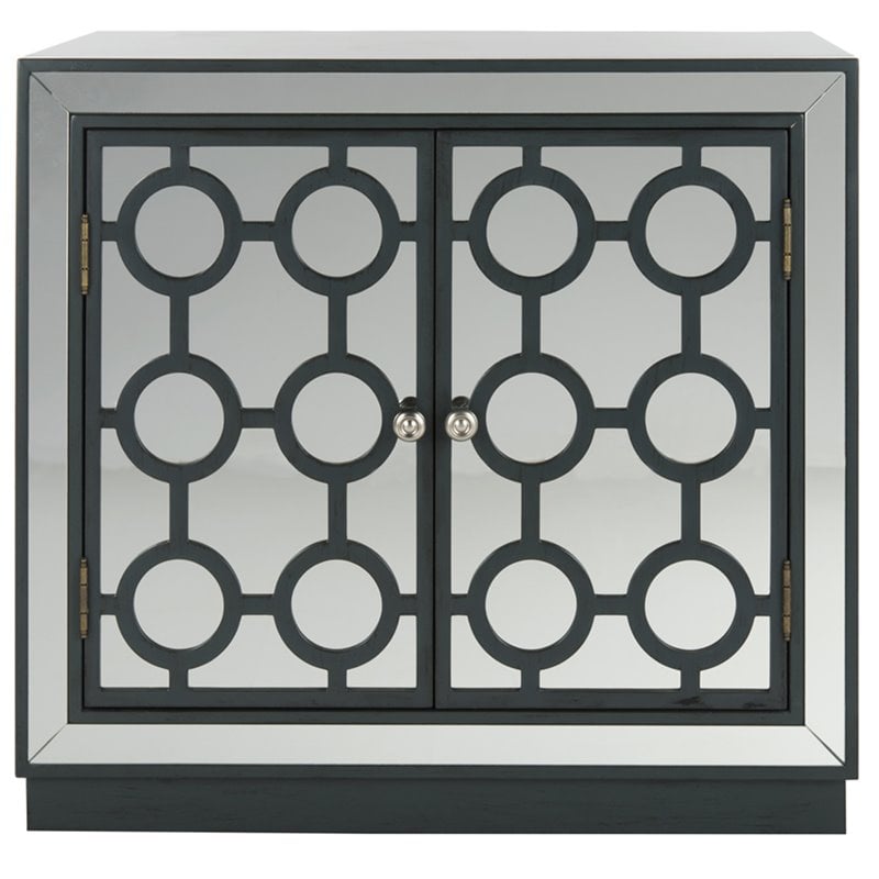 Safavieh Kaia Mirrored Accent Chest in Steel Teal