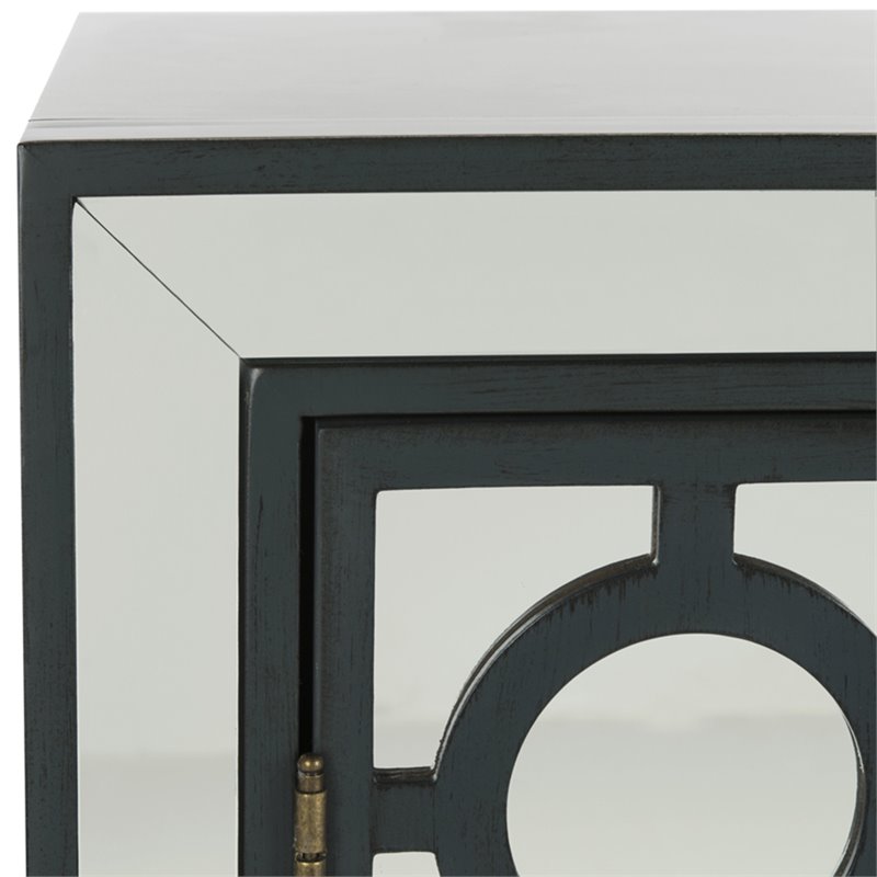 Safavieh Kaia Mirrored Accent Chest in Steel Teal