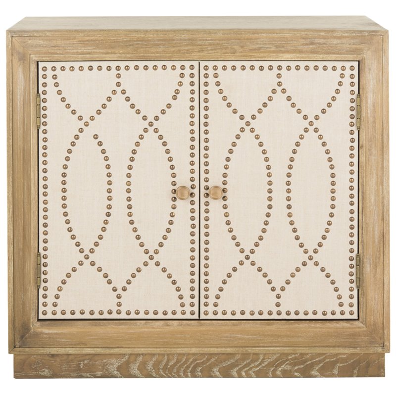 Safavieh Yuna Accent Chest in Rustic Oak and Beige